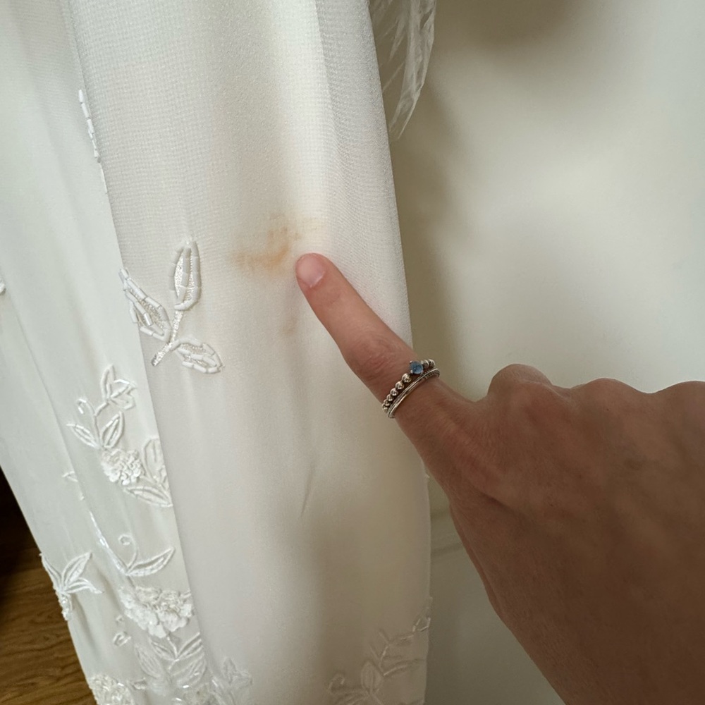 BHLDN Anthropologie Nassau DeepV Embroidered Side Slit Wedding Gown Ivory Size18 - Picture 6 of 11